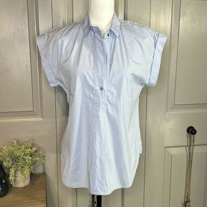 J Crew Popover Sleeveless Top Blue Spring Blouse Size 8P